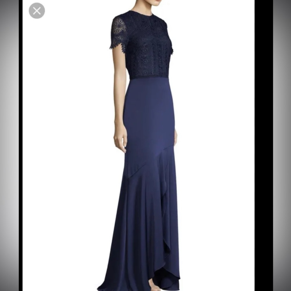 Shoshanna Midnight Blue Lace Overlay Dress a10